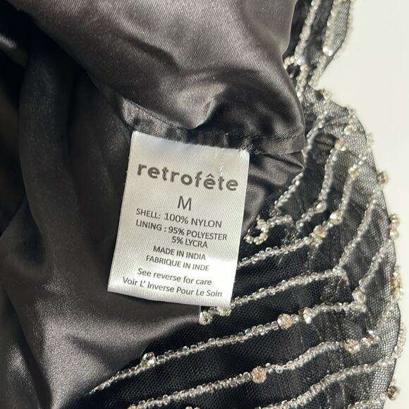 Retrofete Spencer Crystal Beaded Embellished Black and Silver Mini Dress Size M - Picture 12 of 12
